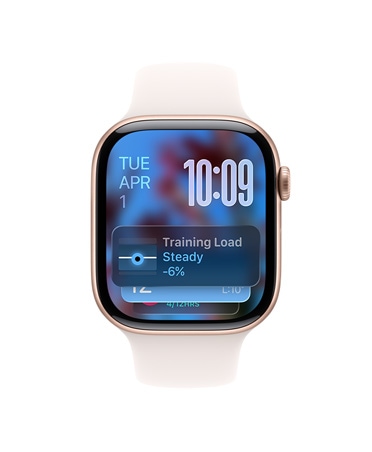 Apple Watch Series 11, цвят розово злато, алуминиев корпус, предложение от Умна група, Sport Band лек руж