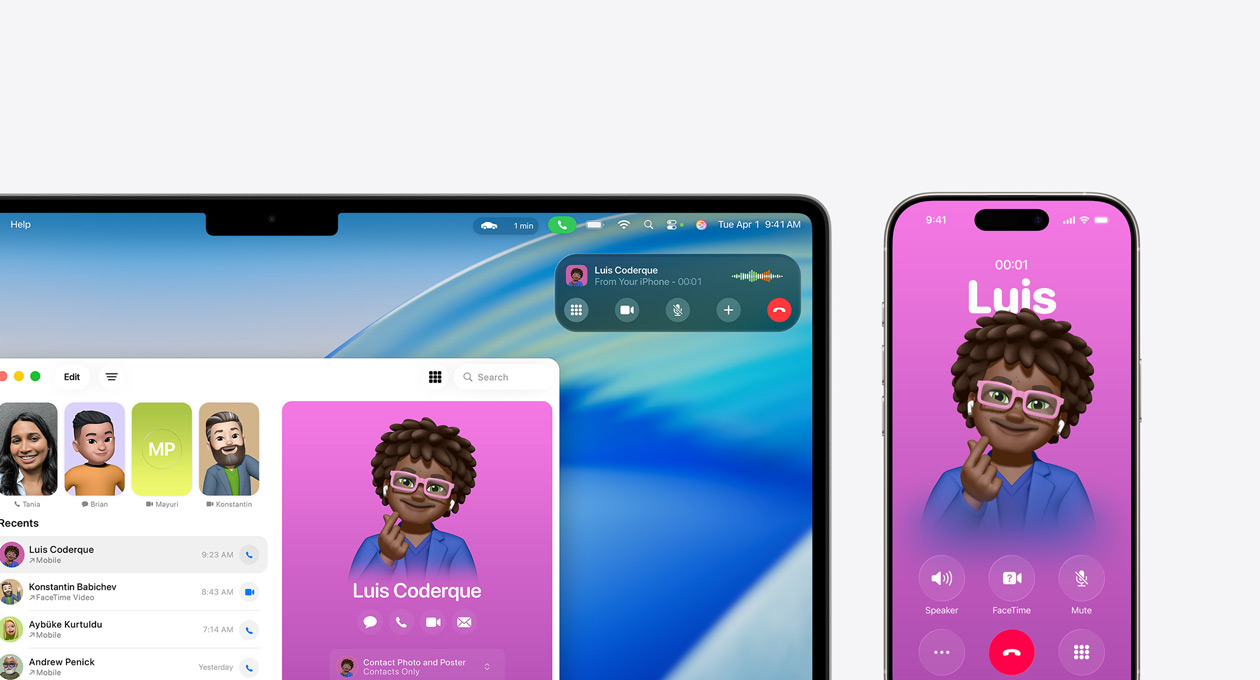 Mac Modell, Display zeigt die neue Telefon App