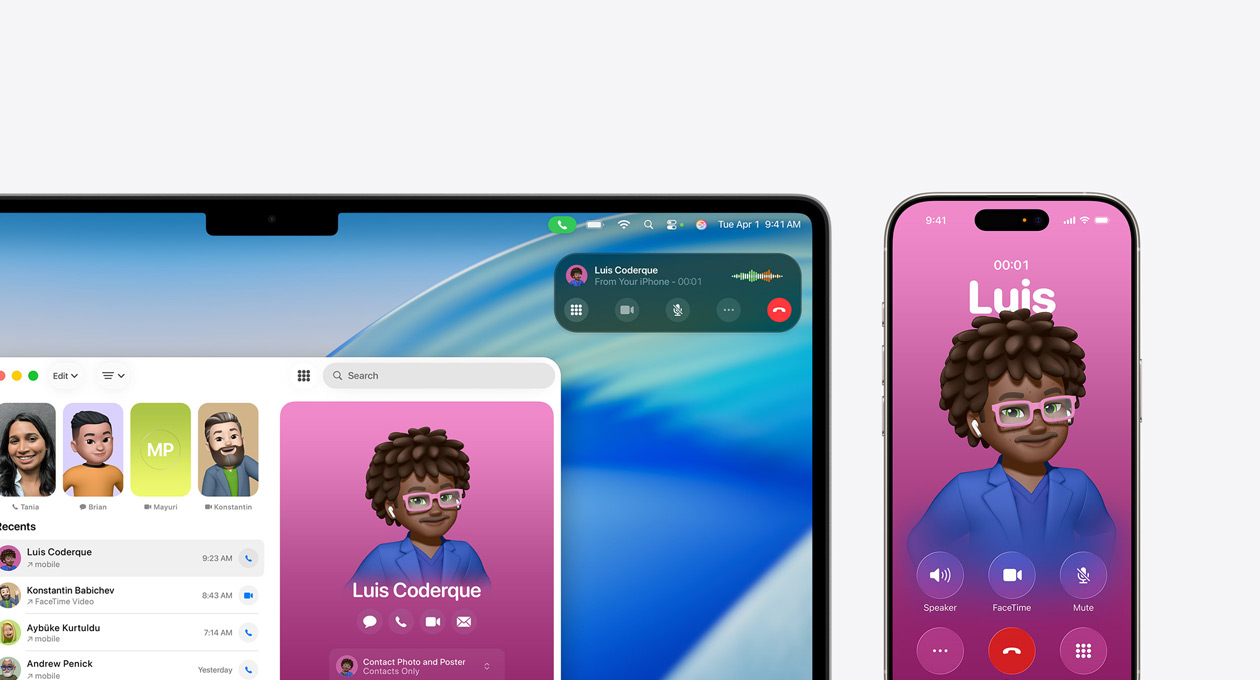 Schermo di un Mac con la nuova app Telefono