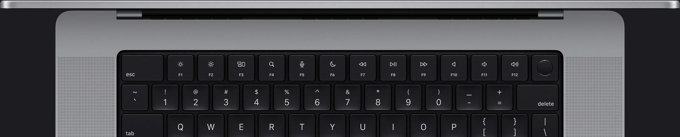 Draufsicht auf eine Mac Tastatur.