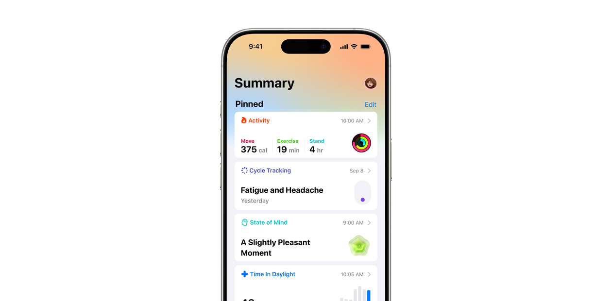 AppleのヘルスケアアプリがiPhoneに表示されている
