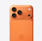 iPhone 17 Pro, taustapuoli, kosminen oranssi, Pro Fusion ‑kamerajärjestelmä yläosan korotetussa kohdassa
