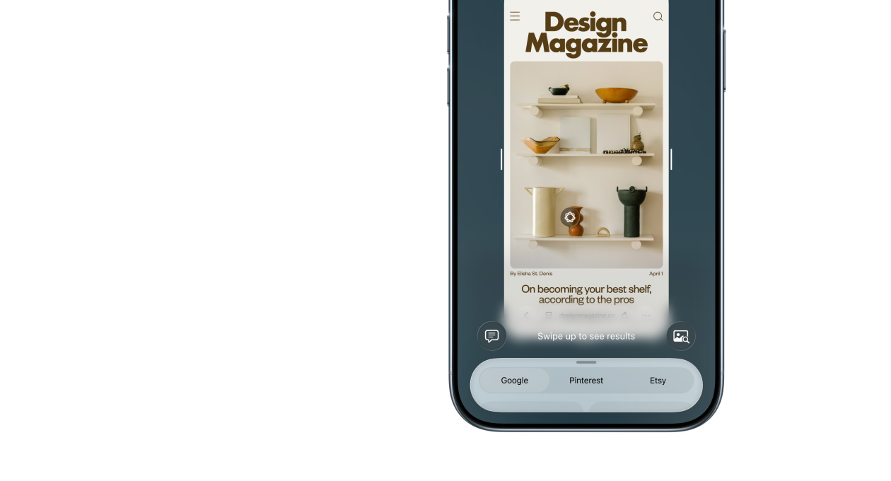iPhone Air mostrato di fronte, intelligenza visiva in uso, tasti laterali