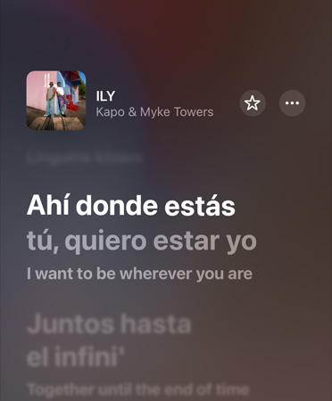 Tłumaczenie tekstu piosenki „ILY” Kapo & Myke Towers z hiszpańskiego na angielski, odtwarzanej w Apple Music